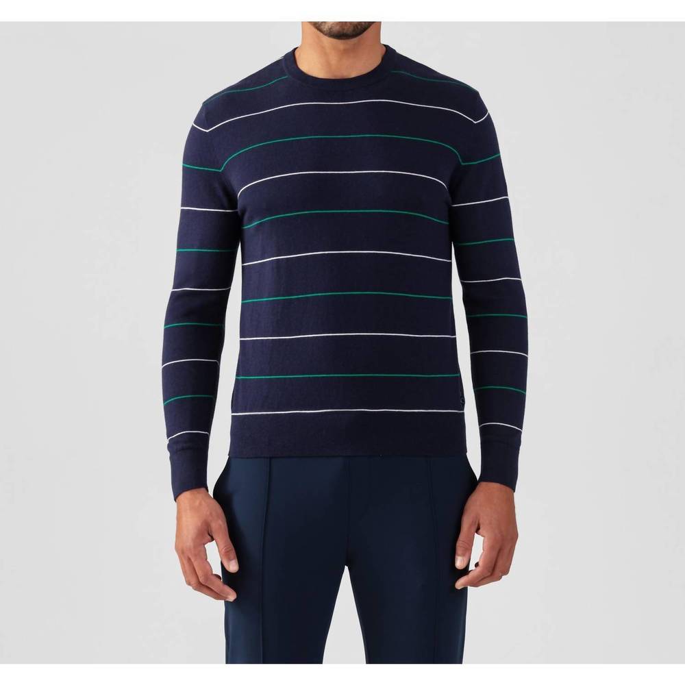 NEW RON DORFF men's sweater w. tennis stripes - 2 colors in navy